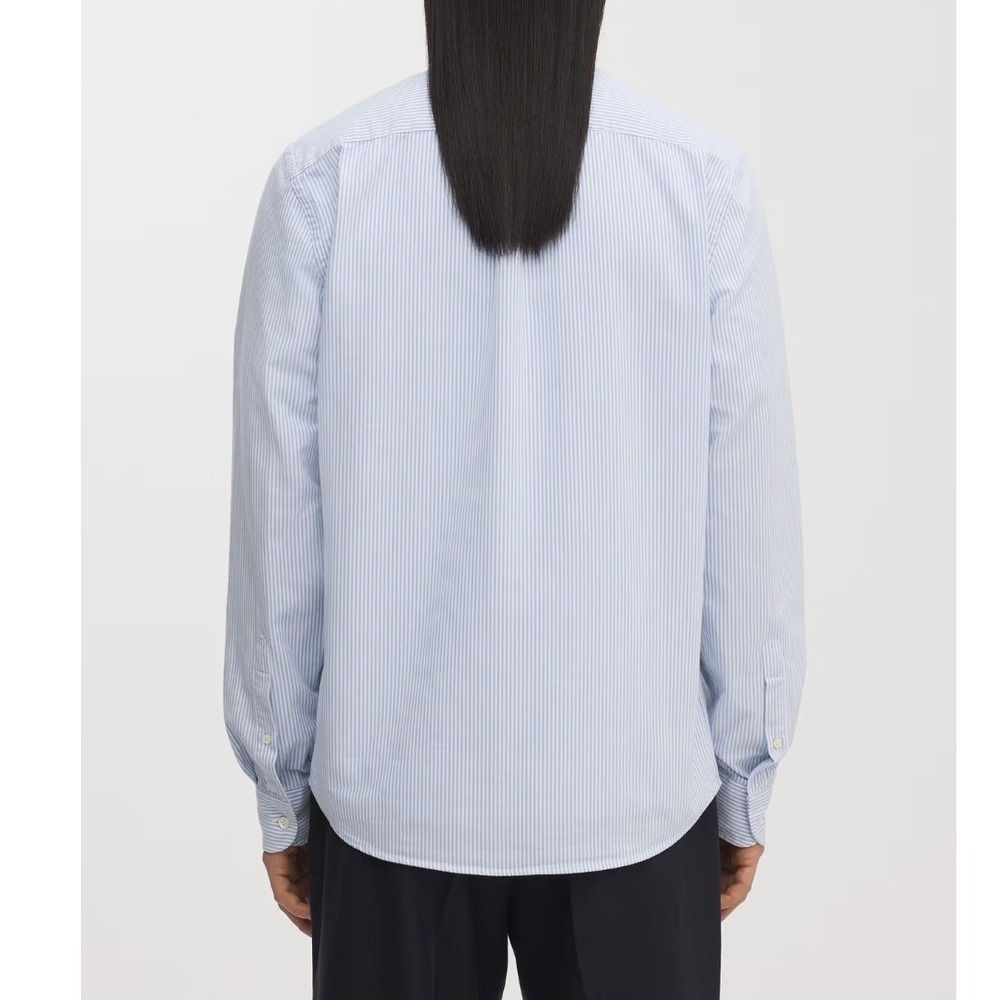 ASKET The Oxford Shirt Small Long Blue Stripe Button Down Organic Preppy Minimal - Picture 3 of 14